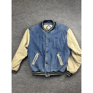 Vintage Bausch & Lomb Jacket Mens Large Blue Denim Olympic Sponsor Varsity 90s